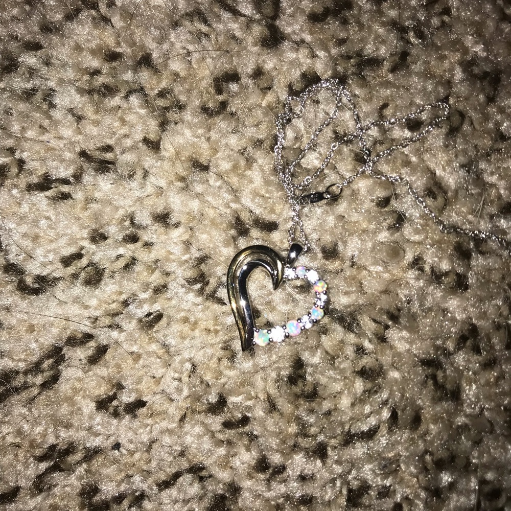 Opal heart necklace sterling silver